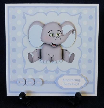 Cute Elephant - New Baby Boy Topper & Decoupage by Michelle Chivers