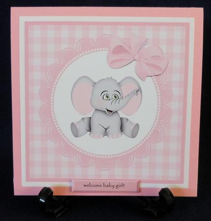 Elephant Birthday Card Pink Gingham Design Age 1,2,3,4 by Michelle Chivers