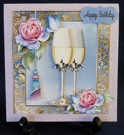 Beautiful Champagne Glass's & Roses 8x8 Mini Kit by Michelle Chivers