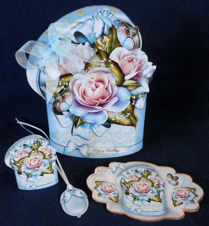 Beautiful Gift Box with Blue Roses by Michelle Chivers