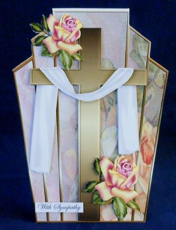 Peach Roses with Gold Cross and Shawl, Topper by Michelle Chivers