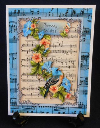 Vintage Sheet Music Blue Bird & Flowers by Michelle Chivers