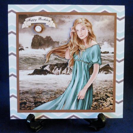 Lady Guinevere (aqua) 8x8 Quick Card by Michelle Chivers