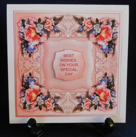Peach Roses and Lilac Flowers Quick Card Front by Michelle Chivers