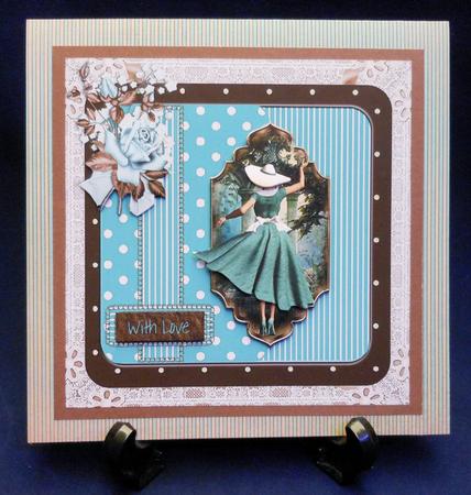 Polka Dots and Lace in Teal Card Topper by Michelle Chivers