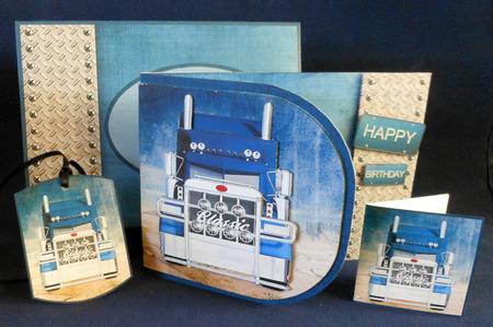 Blue Big Rig Semi Truck Lorry Cards for Men Male Birthday by Michelle Chivers