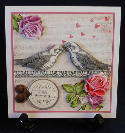 Vintage Birds in Love Kit - Pink and Purple Roses by Michelle Chivers