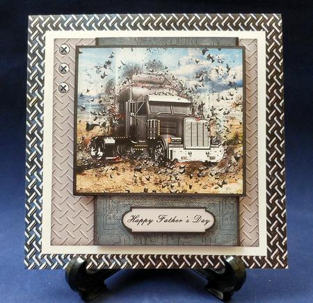 Shattered Big Rig Truck Black Cards for Men Trucker Male Birthday by Michelle Chivers