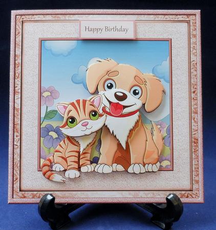 Puppy and Kitten Card with Decoupage by Michelle Chivers