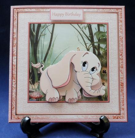 Pink Elephant Card with Decoupage by Michelle Chivers