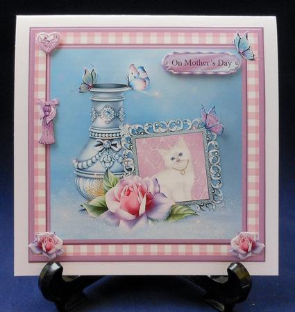 Kitten, Roses & Butterflies Gingham Topper & Decoupage by Michelle Chivers