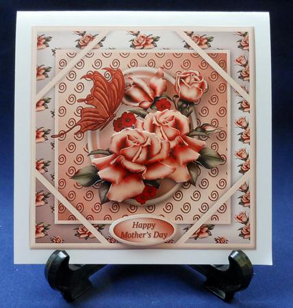 Apricot Roses Corner Frame Card by Michelle Chivers