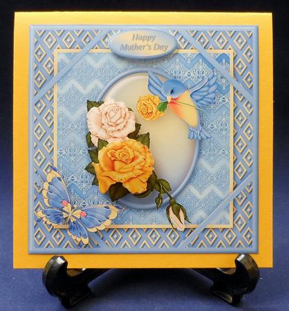 Bluebird and Roses Corner Frame Card by Michelle Chivers
