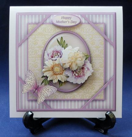 Cream and Lilac Posy Corner Frame Card by Michelle Chivers