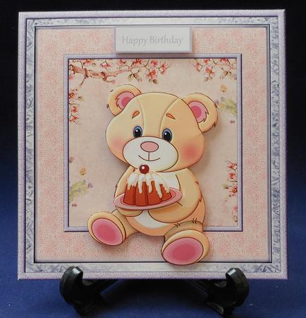 Birthday Cake Teddy Bear Card and Decoupage by Michelle Chivers