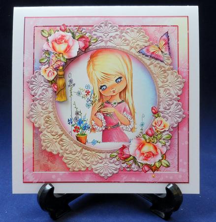 Rose Pretty Girl Card Front by Michelle Chivers