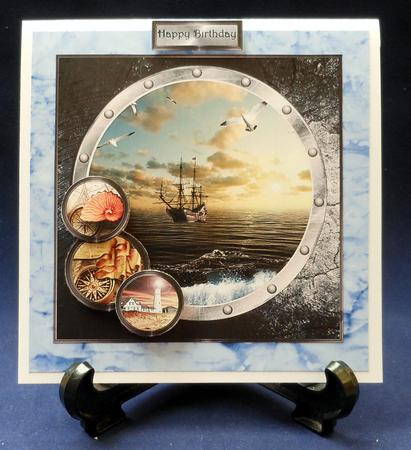 Galleon Ship at Sea Card with Decoupage by Michelle Chivers