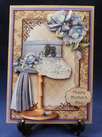 Steampunk Top Hat with Lace & Blue Roses by Michelle Chivers