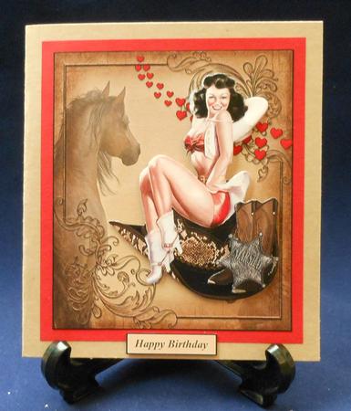 Cowboy Ride Pinup Card Topper with Decoupage by Michelle Chivers