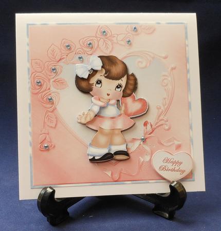 Hearts Girl Large Card Front by Michelle Chivers