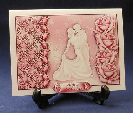 Wedding Day with Pink Roses Card Topper by Michelle Chivers