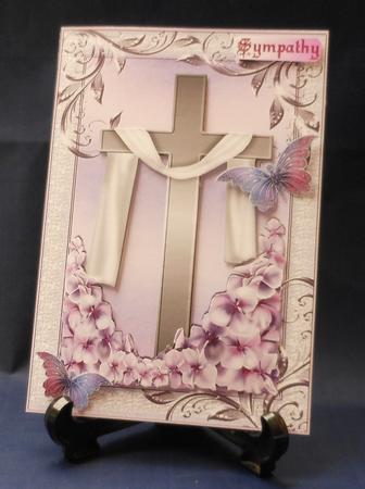 Pretty Lilac Butterflies, Flowers and Cross with Shawl by Michelle Chivers