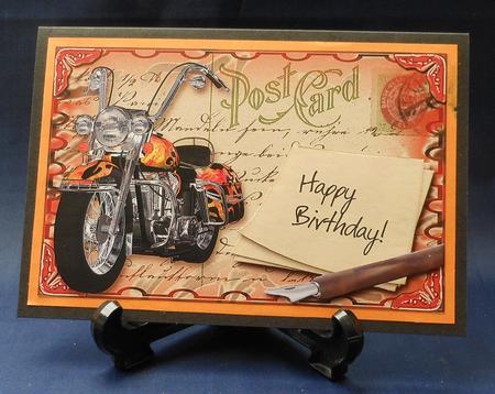 Fire Harley Postcard Topper by Michelle Chivers