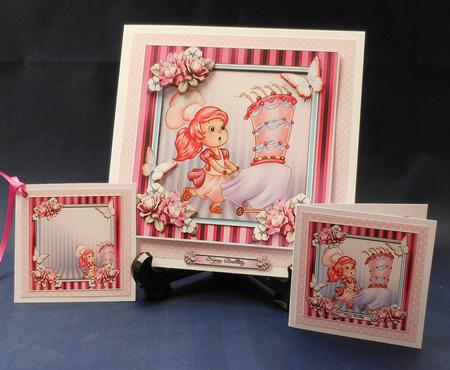 Pink Big Cake Made by Lovely Girl Card Kits by Michelle Chivers