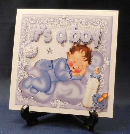 Cute Sleepy Baby Boy with His Bottle 8x8 by Michelle Chivers