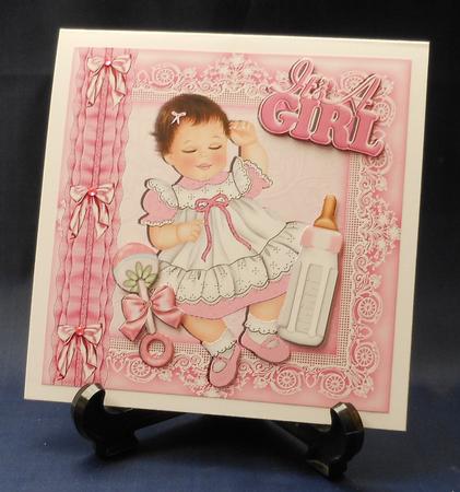 Sleeping Baby Girl with Her Bottle and Rattle 8x8 by Michelle Chivers
