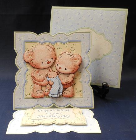 New Baby Boy Bear Easel Card Kit by Michelle Chivers