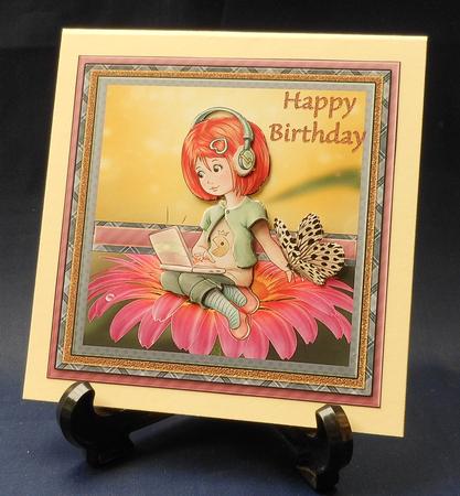 Happy Birthday - Peace Atop a Flower by Michelle Chivers