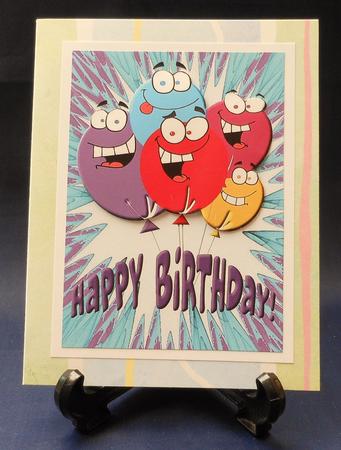 Funny Face Balloons with Purple Words for Birthday by Michelle Chivers