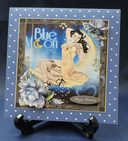 Blue Moon Pinup with Blue Rose Decoupage by Michelle Chivers