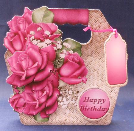 Magenta Roses Basket Tote Card Mini Kit by Michelle Chivers