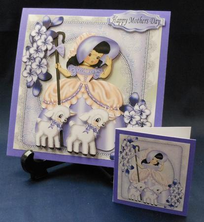 Little Bo Peep in Lilac with Her Lambs & Flowes 8x8 Mini Kit by Michelle Chivers