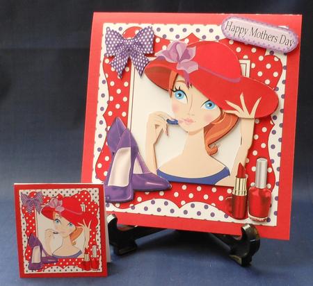 Red Hat Lady with Her Red Lippy & Purple Shoes 8x8 Mini Kit by Michelle Chivers