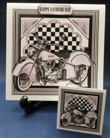 Silver Motorbike with Chequered Frame 8x8 by Michelle Chivers