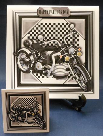Black Motorbike with Chequered Frame 8x8 by Michelle Chivers