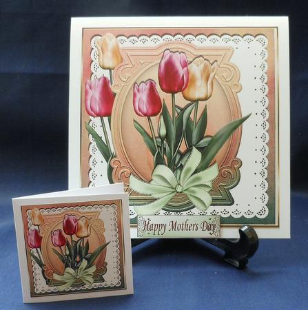 Pretty Spring Tulips on Lace with Pretty Plaque 8x8 by Michelle Chivers