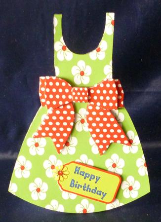 Floral Dress-shaped Card - Green/red by Michelle Chivers