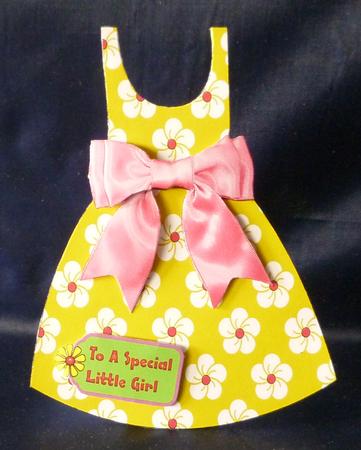 Floral Dress-shaped Card - Pink/yellow by Michelle Chivers