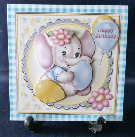 Blowing Up the Balloons Card Front by Michelle Chivers