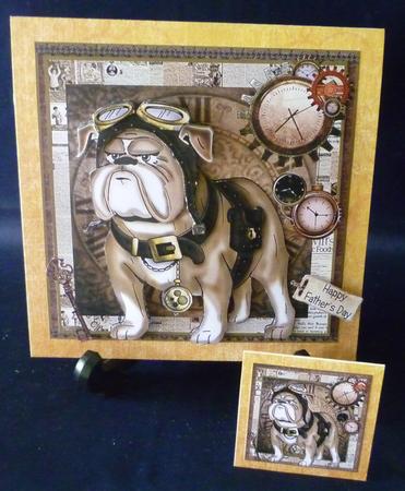 Steampunk Bulldog Card Front Kit by Michelle Chivers