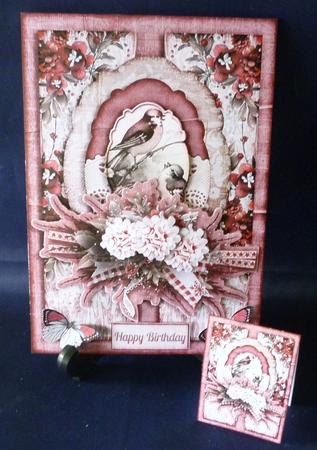 Cardtopper A5 with Inlet and Notecard Red Flowers 331 by Michelle Chivers
