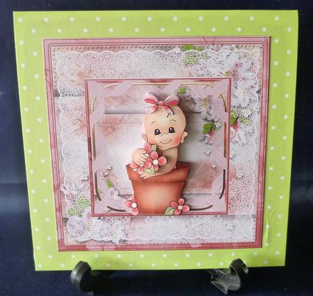 Baby Girl in a Flowerpot Mini Kit with Decoupage by Michelle Chivers