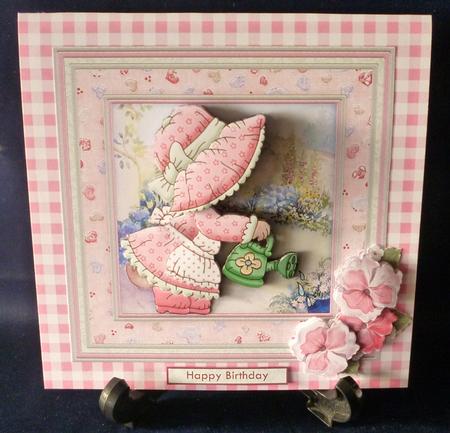 Sunbonnet Sally Watering the Garden 8x8 Mini Kit & Decoupage by Michelle Chivers