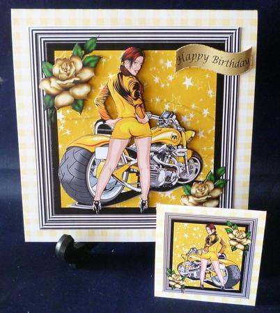 Biker Babe in Hot Pants with Lowrider Drag Bike 8x8 Mini Kit by Michelle Chivers