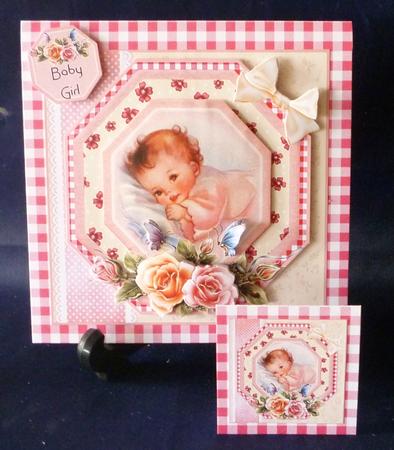 Rosy Glow Baby Girl Card Front Kit by Michelle Chivers