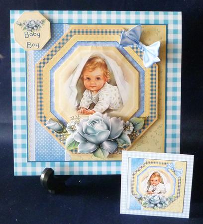 Porcelain Rose Baby Boy Card Front Kit by Michelle Chivers